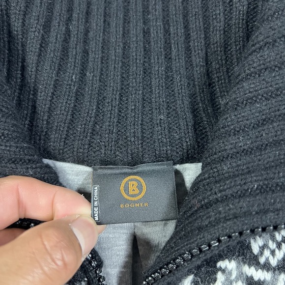 Bogner Sweater Womens Large Full Zip Fair Isle Wool Cashmere Viscose Polyamide - Picture 4 of 12